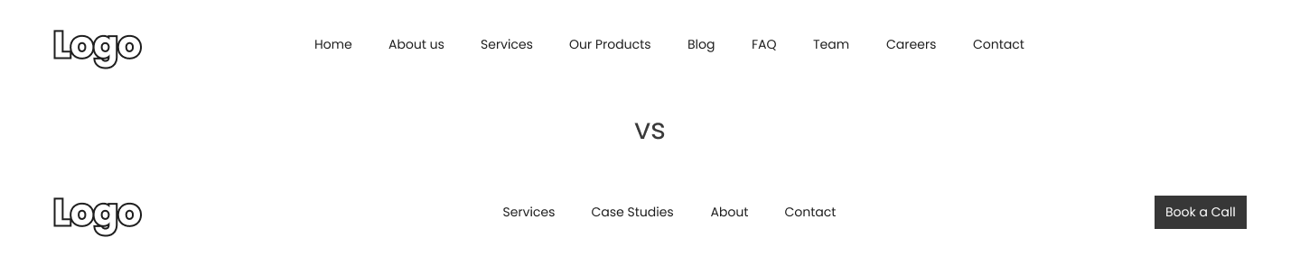 Navigation comparison - crowded vs clean navigation